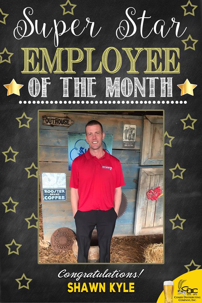 An employee of the month photo of Shawn Kyle